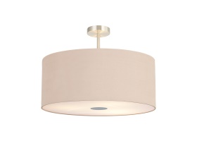 DK0536  Baymont 60cm Semi Flush Flush 5 Light Satin Nickel, Antique Gold/Ruby, Frosted Diffuser